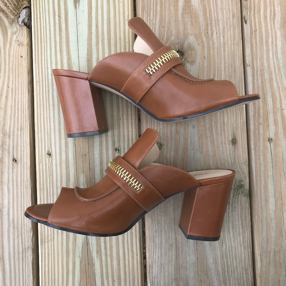 Nine West Women Sandal Gerri Peep-Toe Leather Mule - Picture 5 of 8